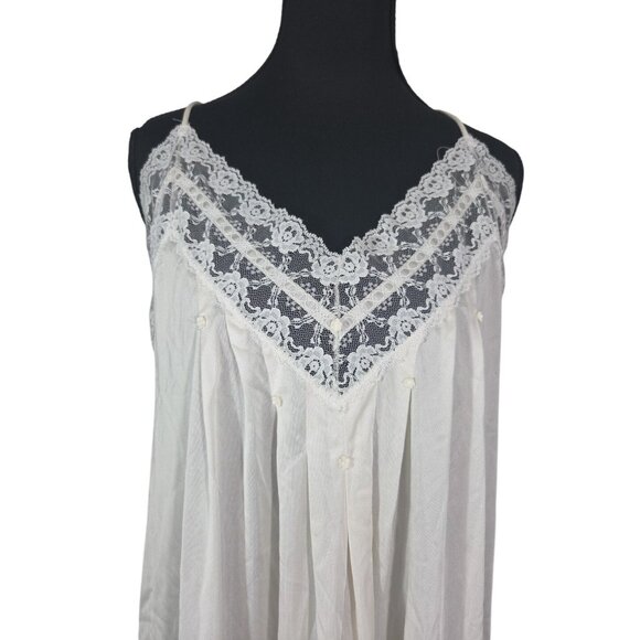 Barbizon VTG Dainty Maxi Slip Floral White Lace Feminine Romantic Sz Large - Picture 3 of 6